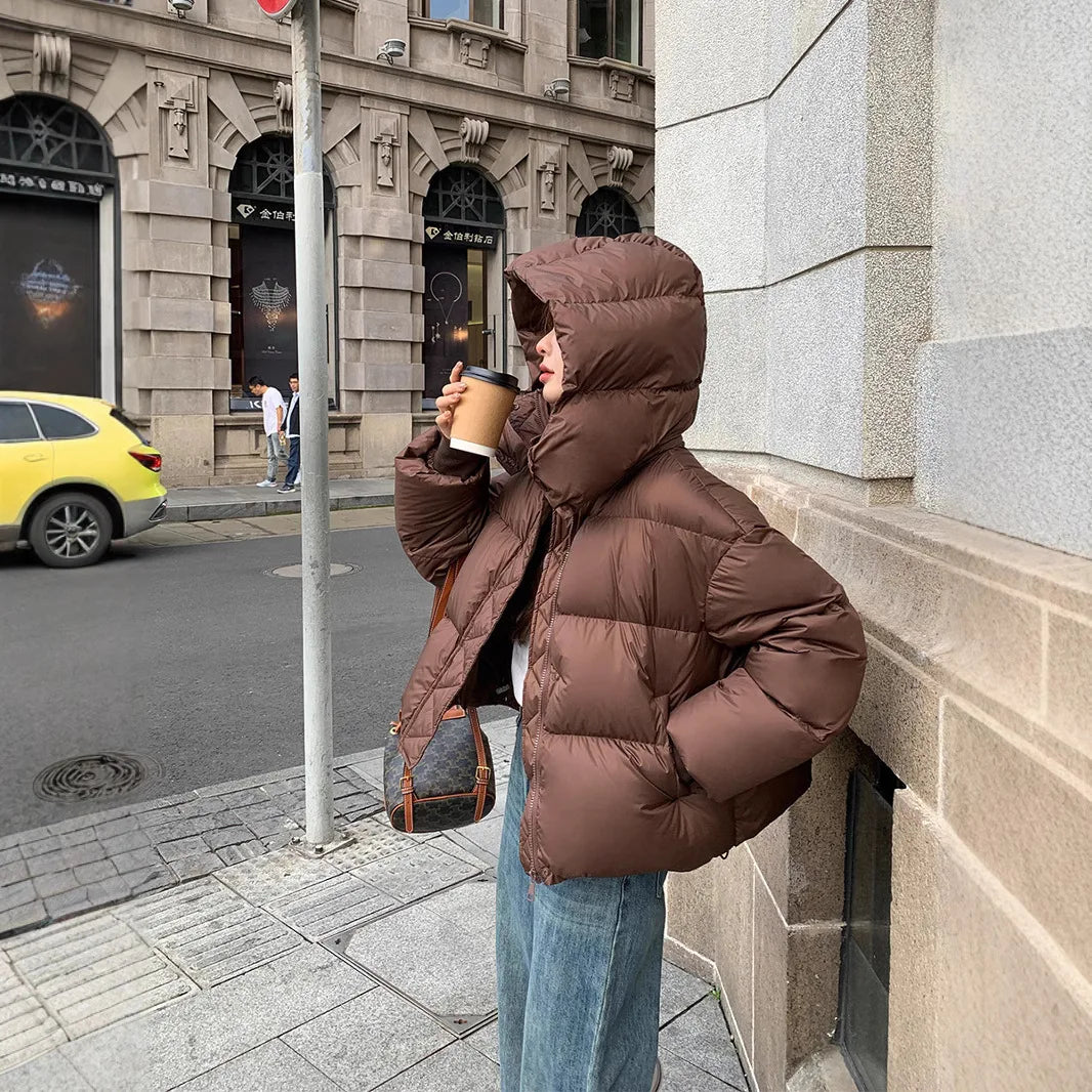New-Style Winter Padded Hooded Coat Women Short Thick Fashionable Coat Jacket Zipper Loose-Fit Designer-Inspired