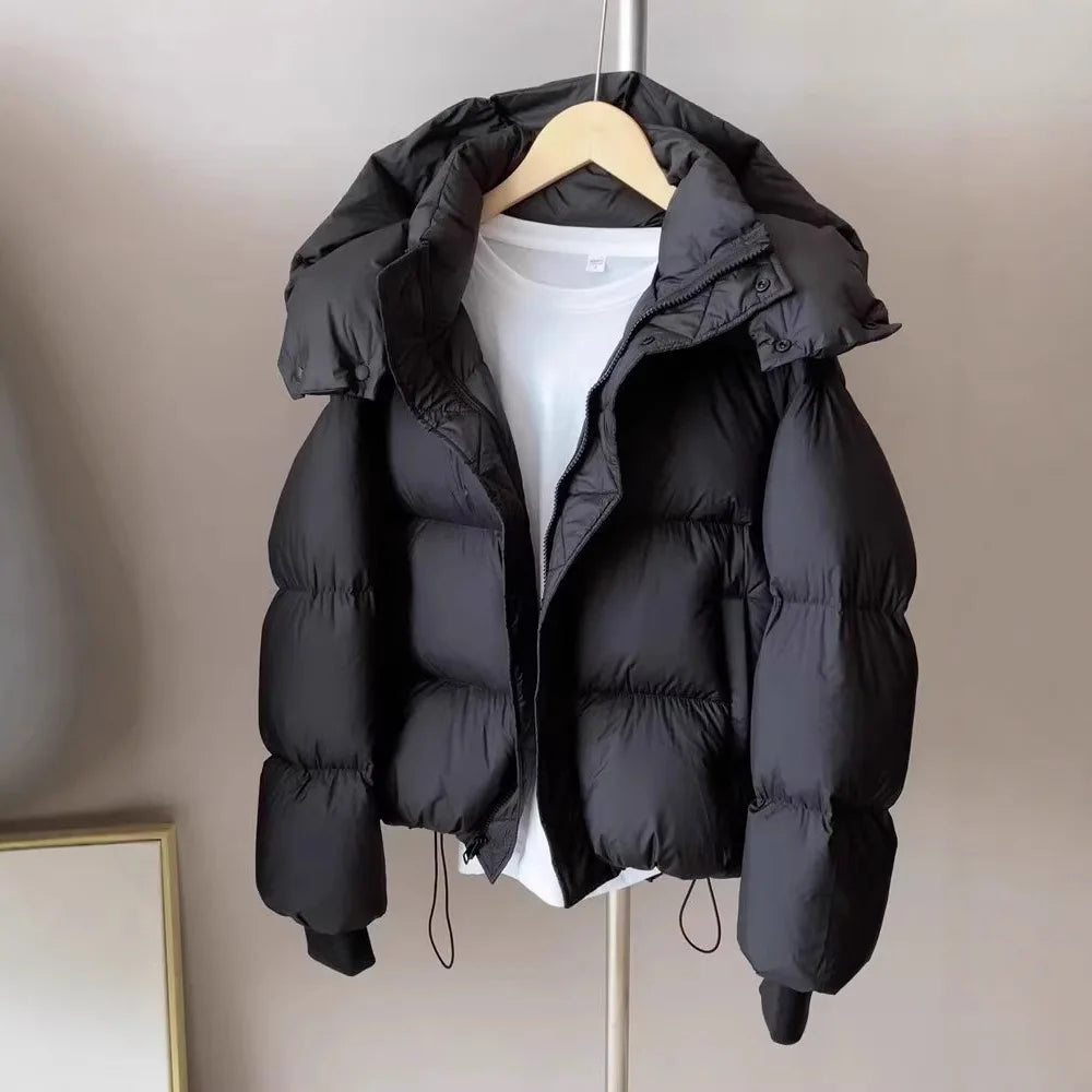 New-Style Winter Padded Hooded Coat Women Short Thick Fashionable Coat Jacket Zipper Loose-Fit Designer-Inspired