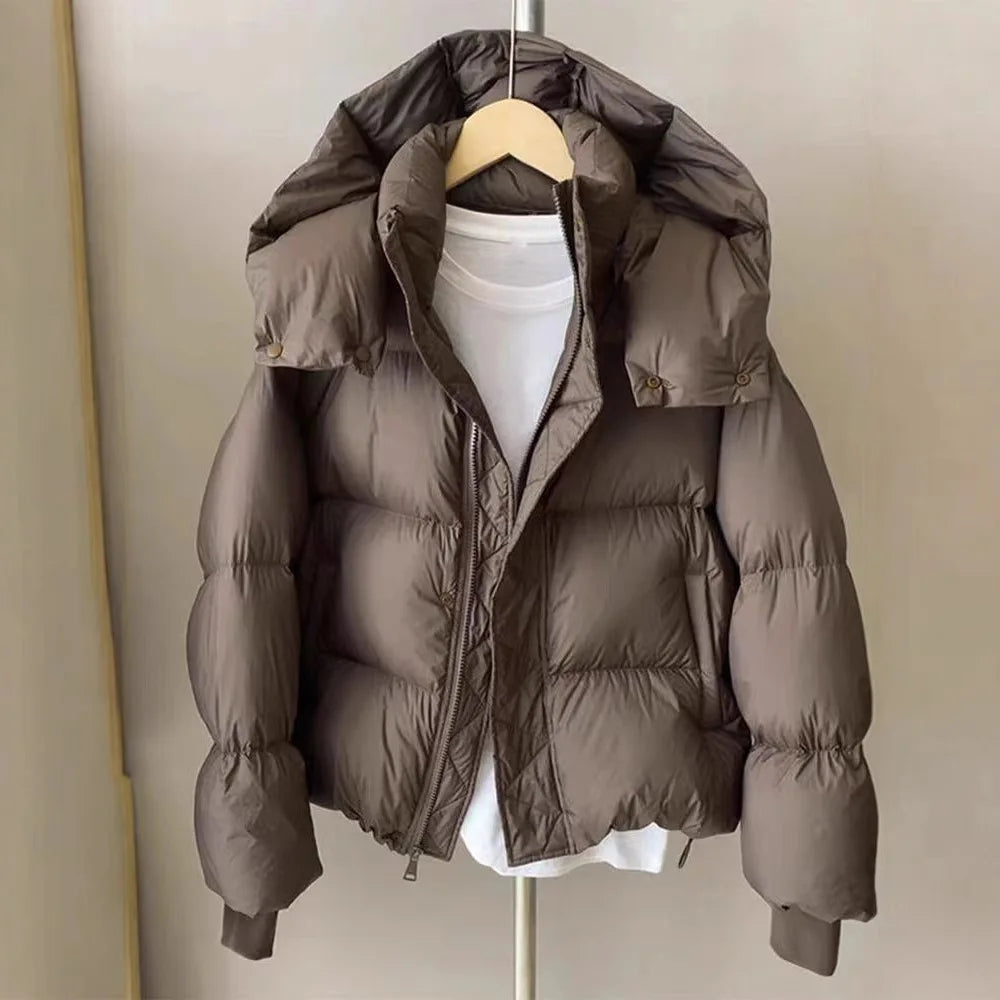New-Style Winter Padded Hooded Coat Women Short Thick Fashionable Coat Jacket Zipper Loose-Fit Designer-Inspired