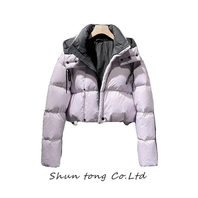 2026 Winter Hot-Selling Fashion Cotton Jacket for Women, Korean Style, Thickened Short Coat, High-Waisted, Slimming, Detachable Hood, Puffer Jacket